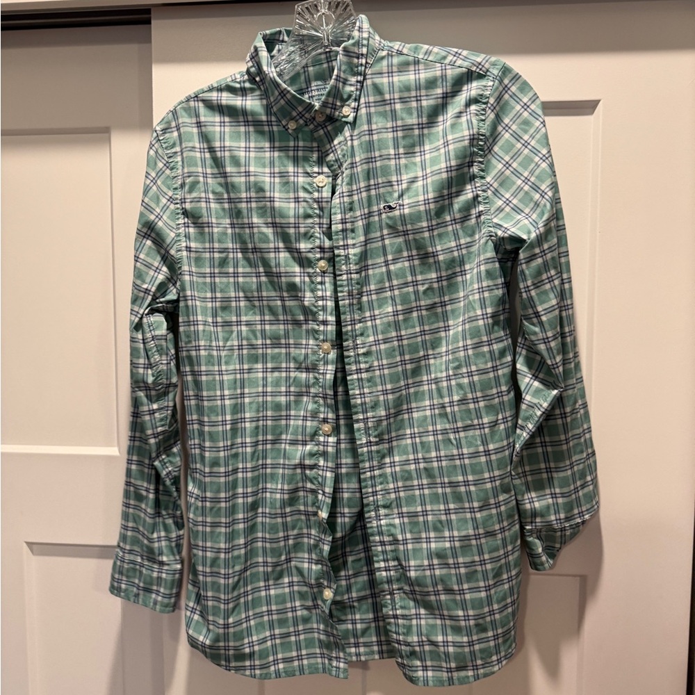 Vineyard Vines Green Plaid Casual Button Down Shirt